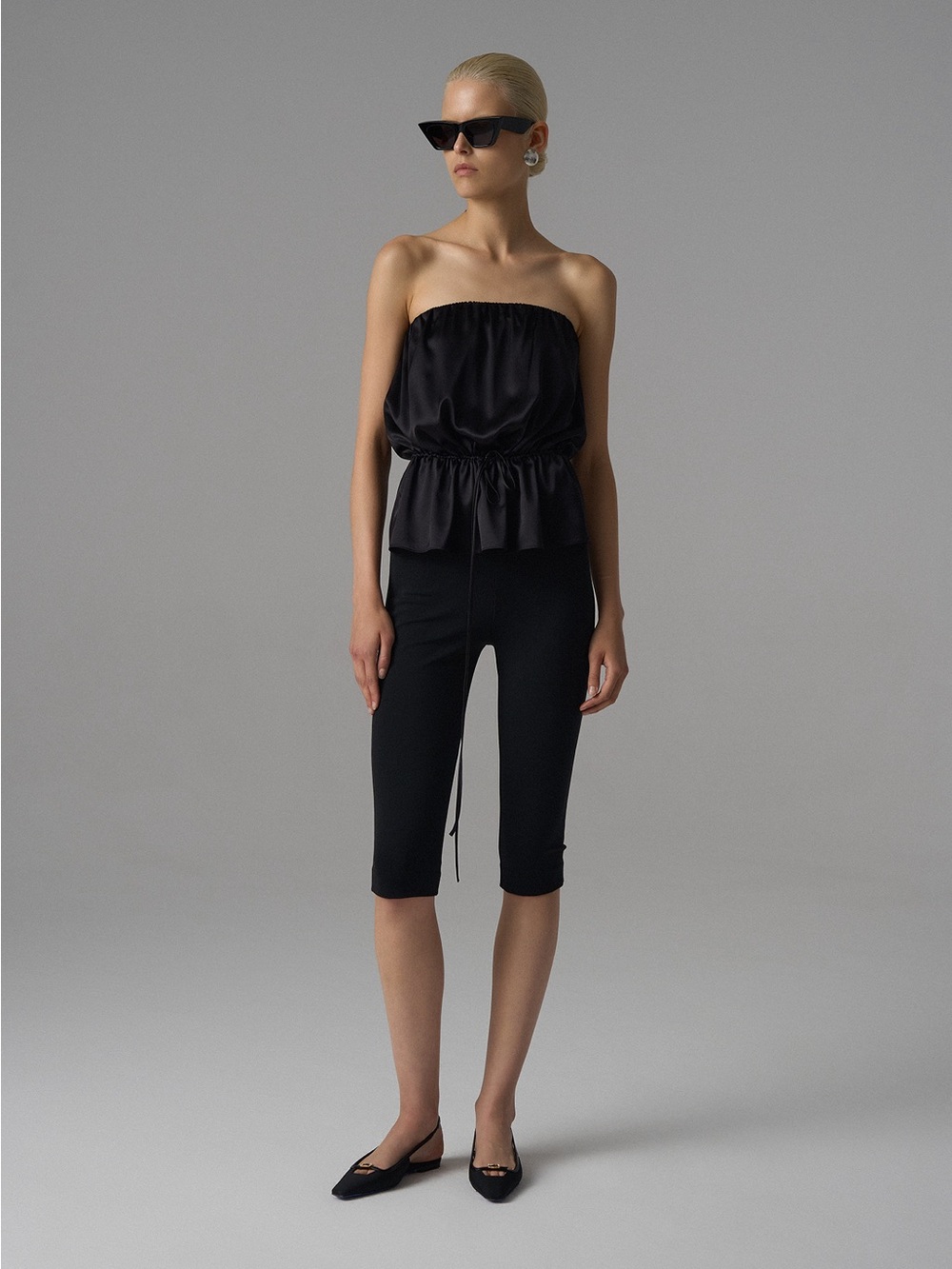 Leo Season Amun silk top in black - Picture 2 of 8